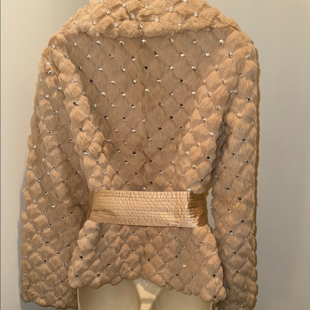 RARE! Gorgeous Vintage Genuine Fur & Rhinestone Coat - Picture 3 of 6
